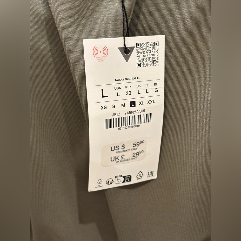 NEW WITH TAGS 🎉 Zara khaki SHORT DRESS WITH SHOULDER PADS size L - Picture 15 of 16